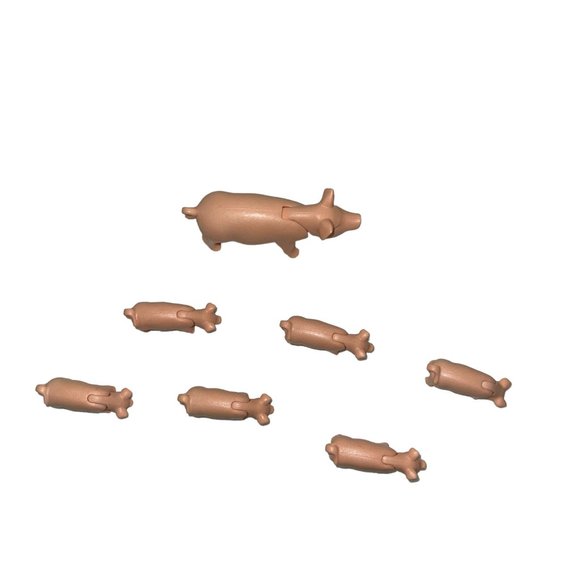 Vintage Playmobil 7021 1987 Geobra Pink Pig Piglet Sow Set 7 Farm Agriculture - Picture 2 of 3